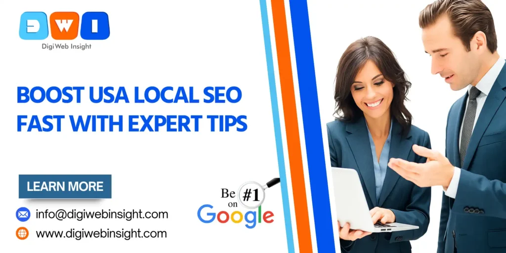 Professional marketers analyzing data to boost USA local SEO performance – DigiWeb Insight.