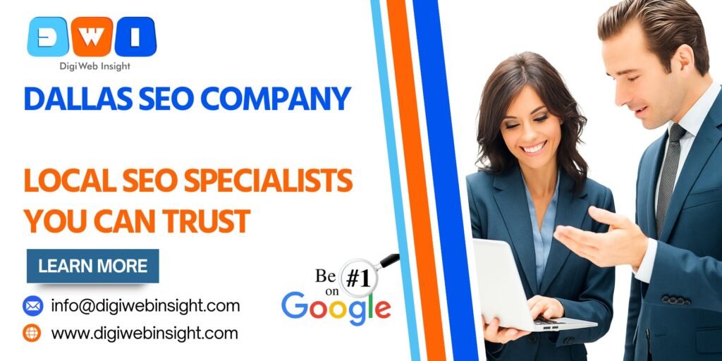 A professional meeting at a Dallas SEO agency office, with a diverse team of local SEO specialists collaborating on a digital marketing strategy.