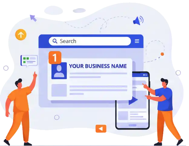 A vector illustration of a website appearing at the top of Google search results, symbolizing immediate visibility for Google Ads.